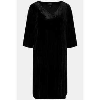 Ulla Popken  Robe midi en satin, décolleté en V et manches 3/4, silhouette en A 