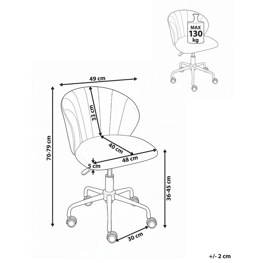 Beliani Chaise de bureau en Velours  CHEERFUL  