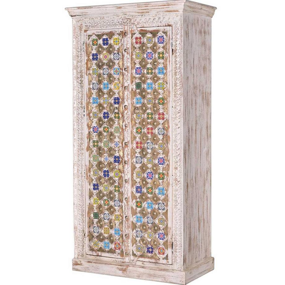 mutoni Schrank Bakhra Mango vintage weiss 90x180  