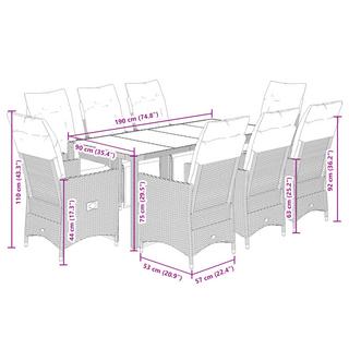 VidaXL Ensemble de salle à manger de jardin rotin synthétique  