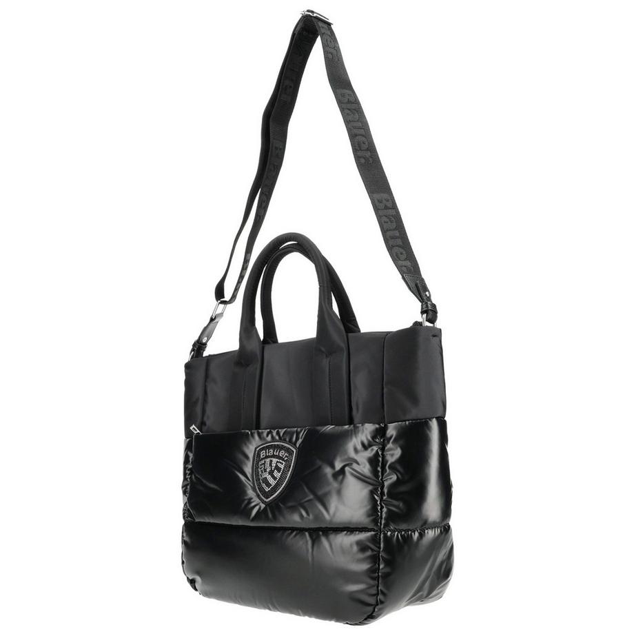 Blauer Puffer Shopper mit verstellbarem Riemen  