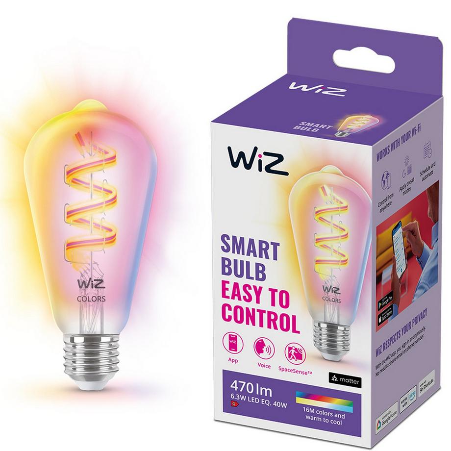WiFi Smart LED E27 ST64 40W Filamento Colore + Bianco caldo-freddo 470lm