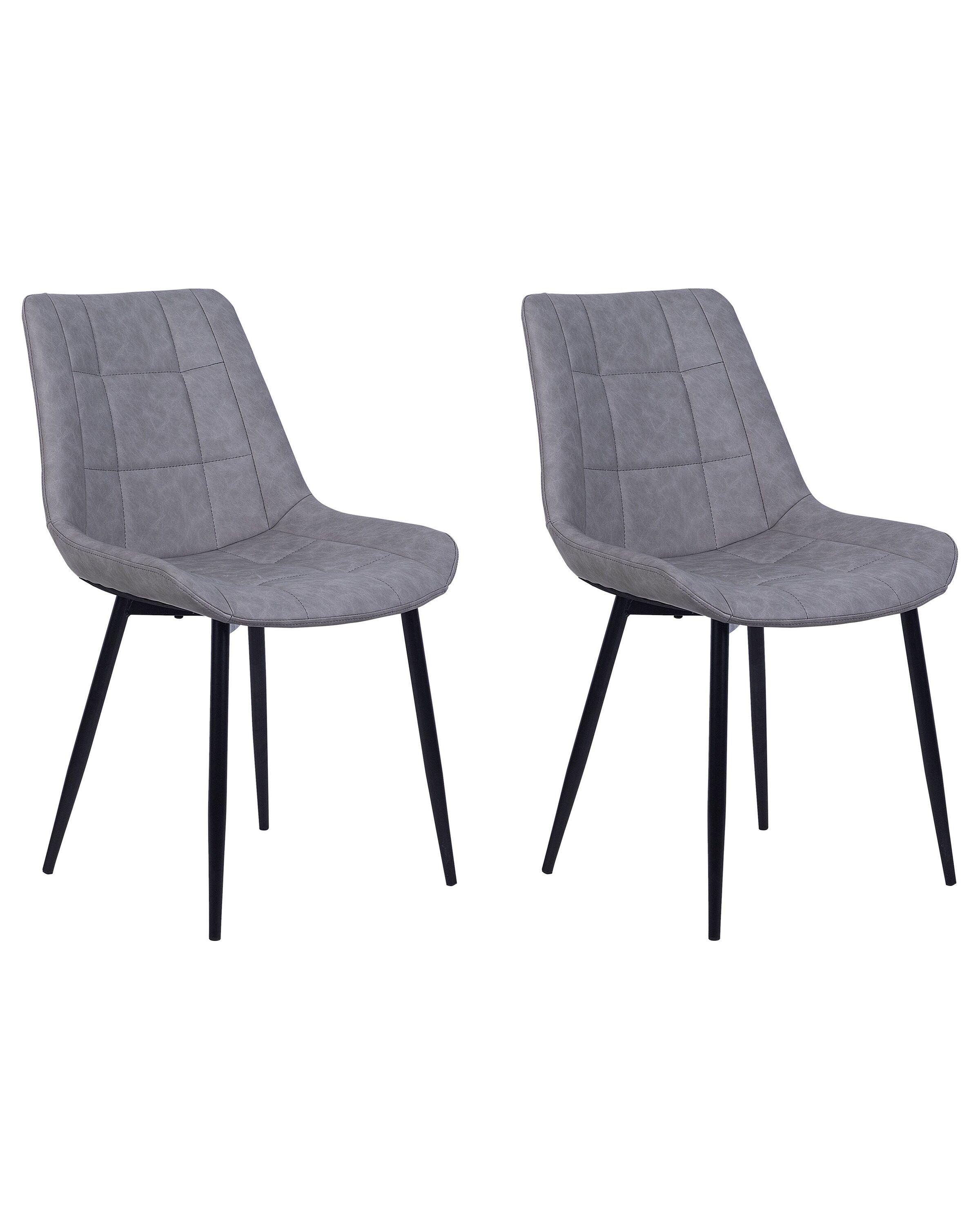 Beliani Lot de 2 chaises en Cuir PU Glamour MELROSE II  