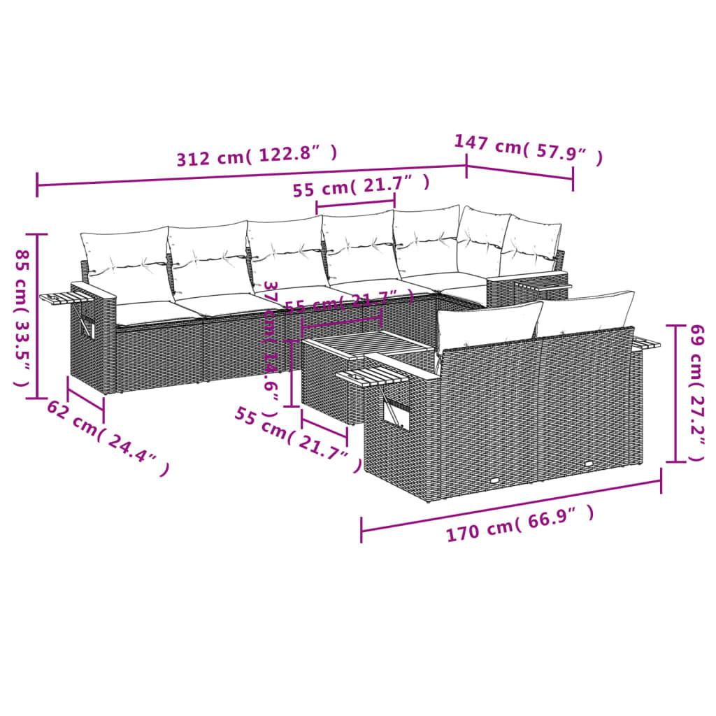 VidaXL Ensemble de canapés de jardin rotin synthétique  