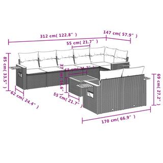 VidaXL Ensemble de canapés de jardin rotin synthétique  