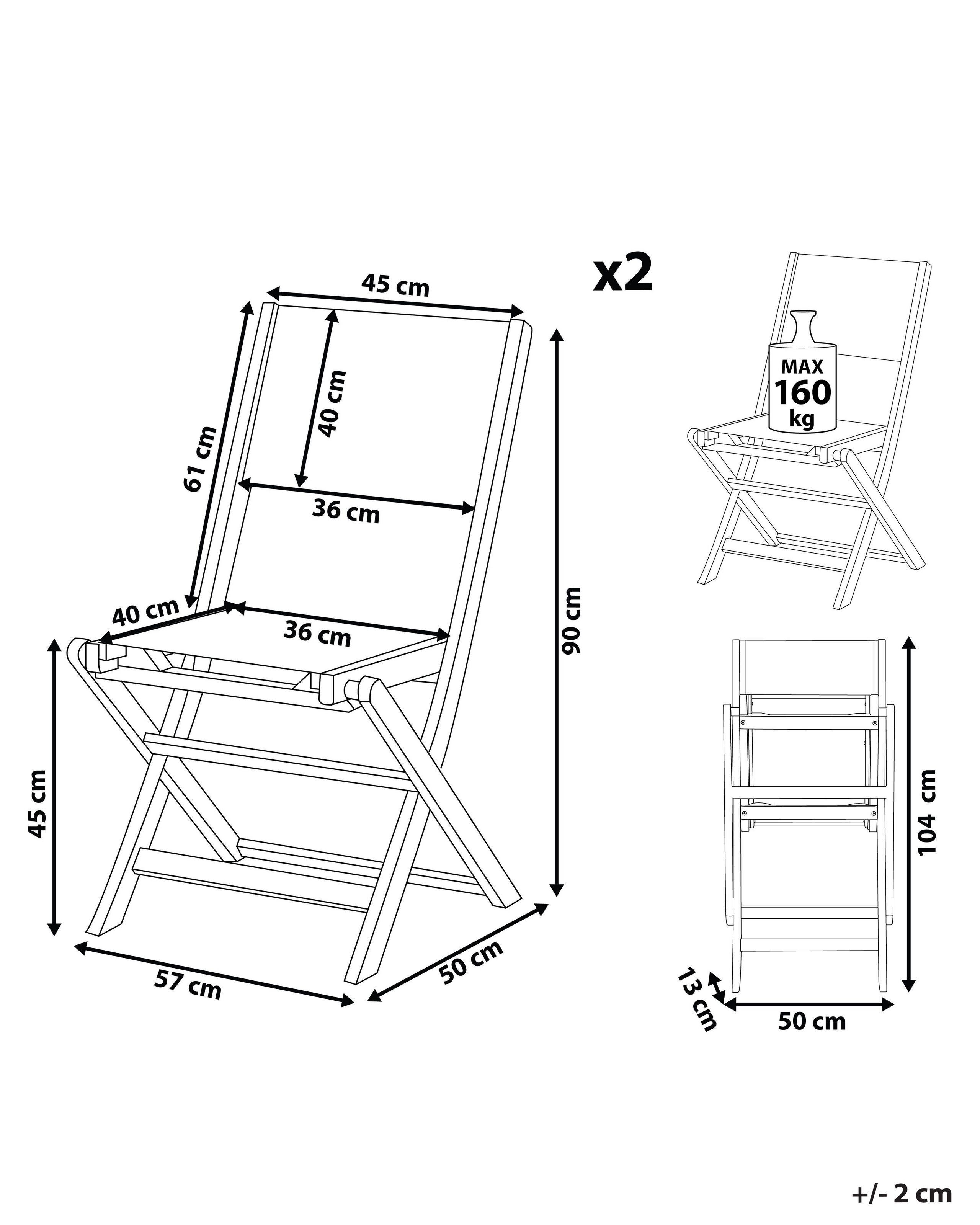 Beliani Lot de 2 chaises de jardin en Acacia Traditionnel CESANA  