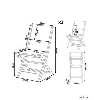 Beliani Lot de 2 chaises de jardin en Acacia Traditionnel CESANA  