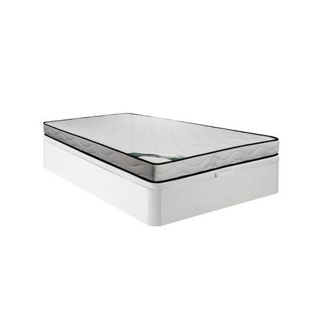 Vente-unique Set 140 x 190 cm Rete contenitore Bianco + Materasso schiuma e rivestimento bambù sp.15 cm - KANANI di NATUREA  