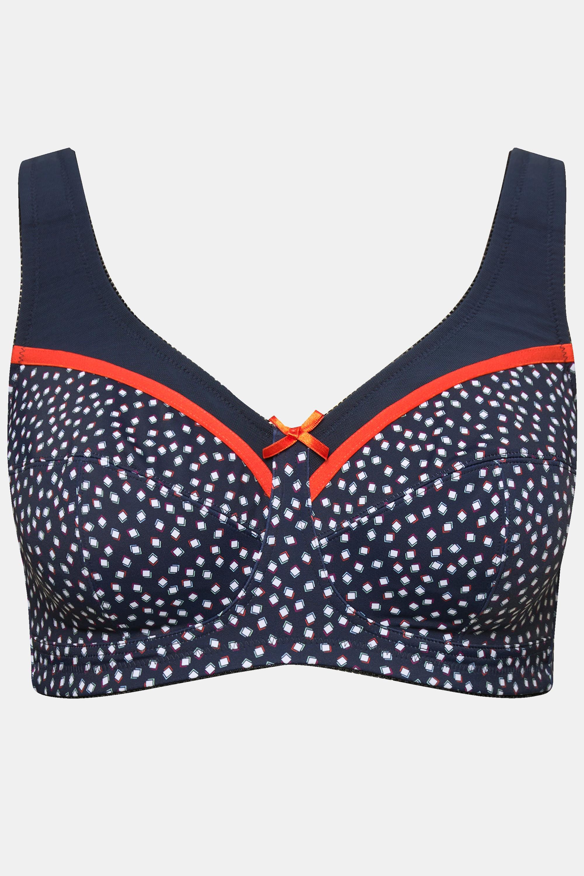 Ulla Popken  Soutien-gorge de maintien sans armatures, imprimé rétro - bonnet C-F 