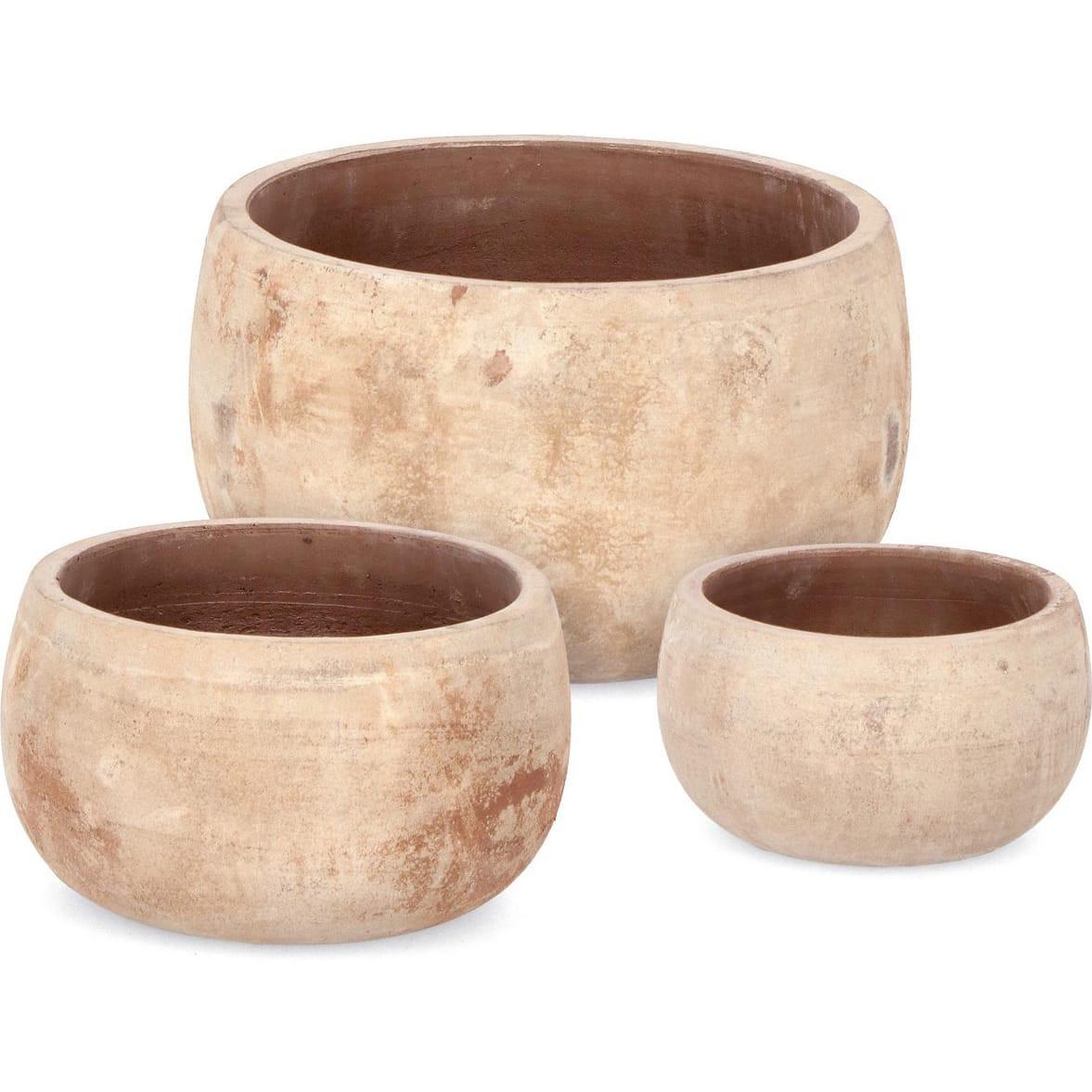 mutoni Cache-pot Minh terre cuite marron foncé (lot de 3)  