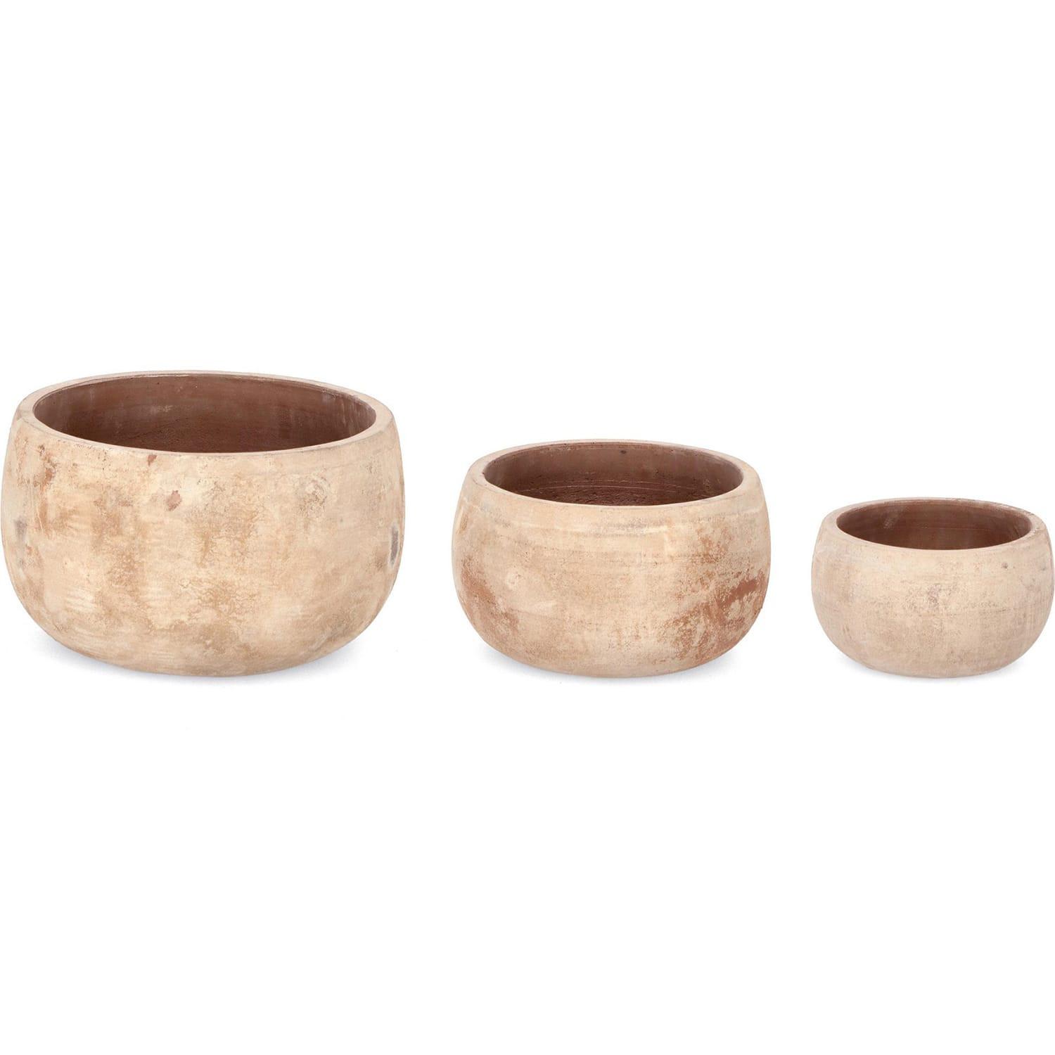 mutoni Vaso per piante Minh terracotta marrone profondo (set da 3)  