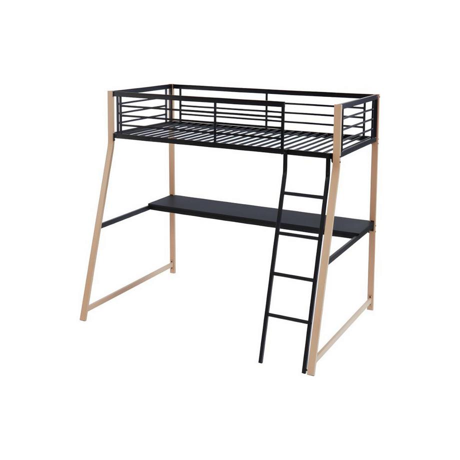 Vente-unique Letto a soppalco con scrivania integrata  Nero e Rovere MALICIA  