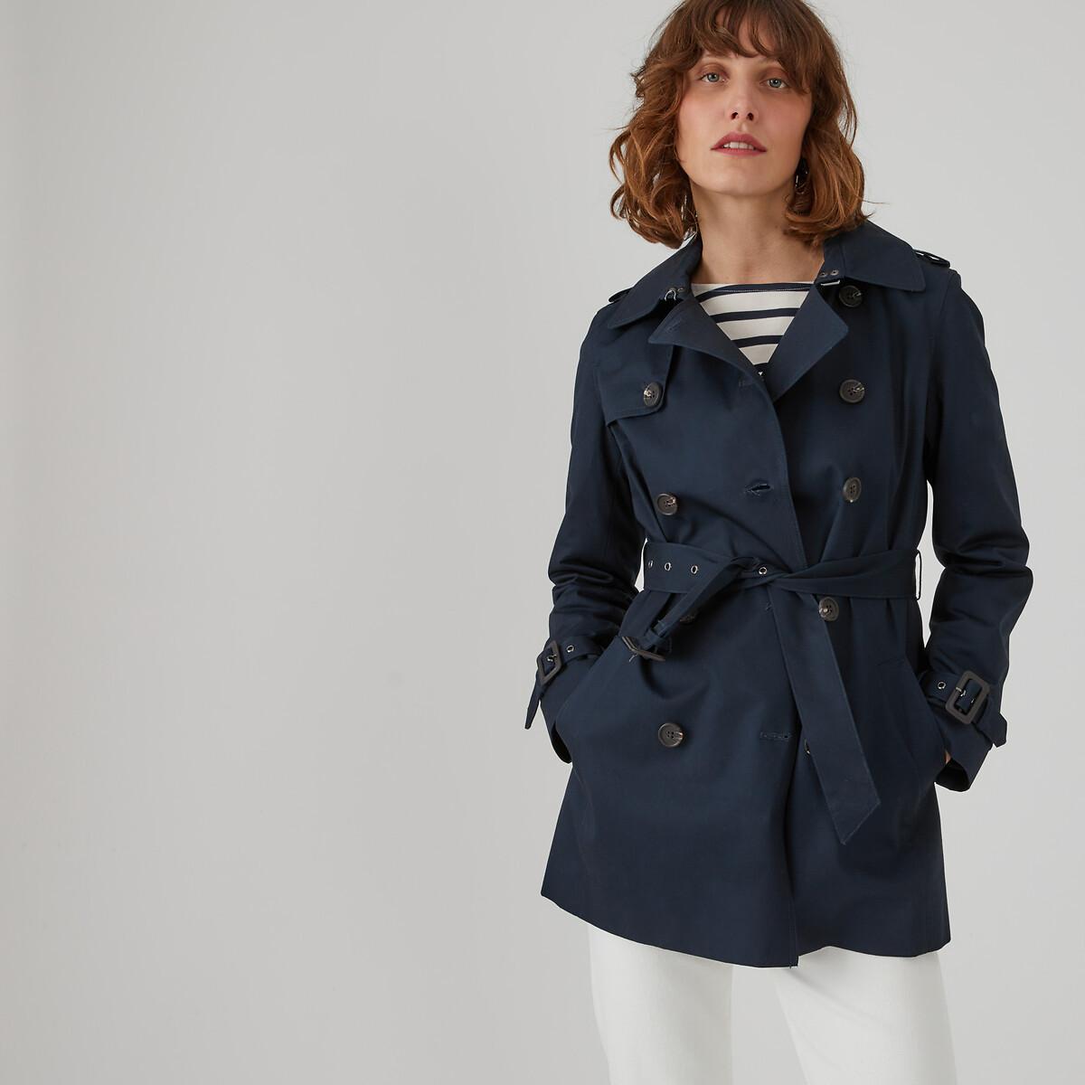 Image of Halblanger Trenchcoat Mit Knopfleiste Damen Blau 32