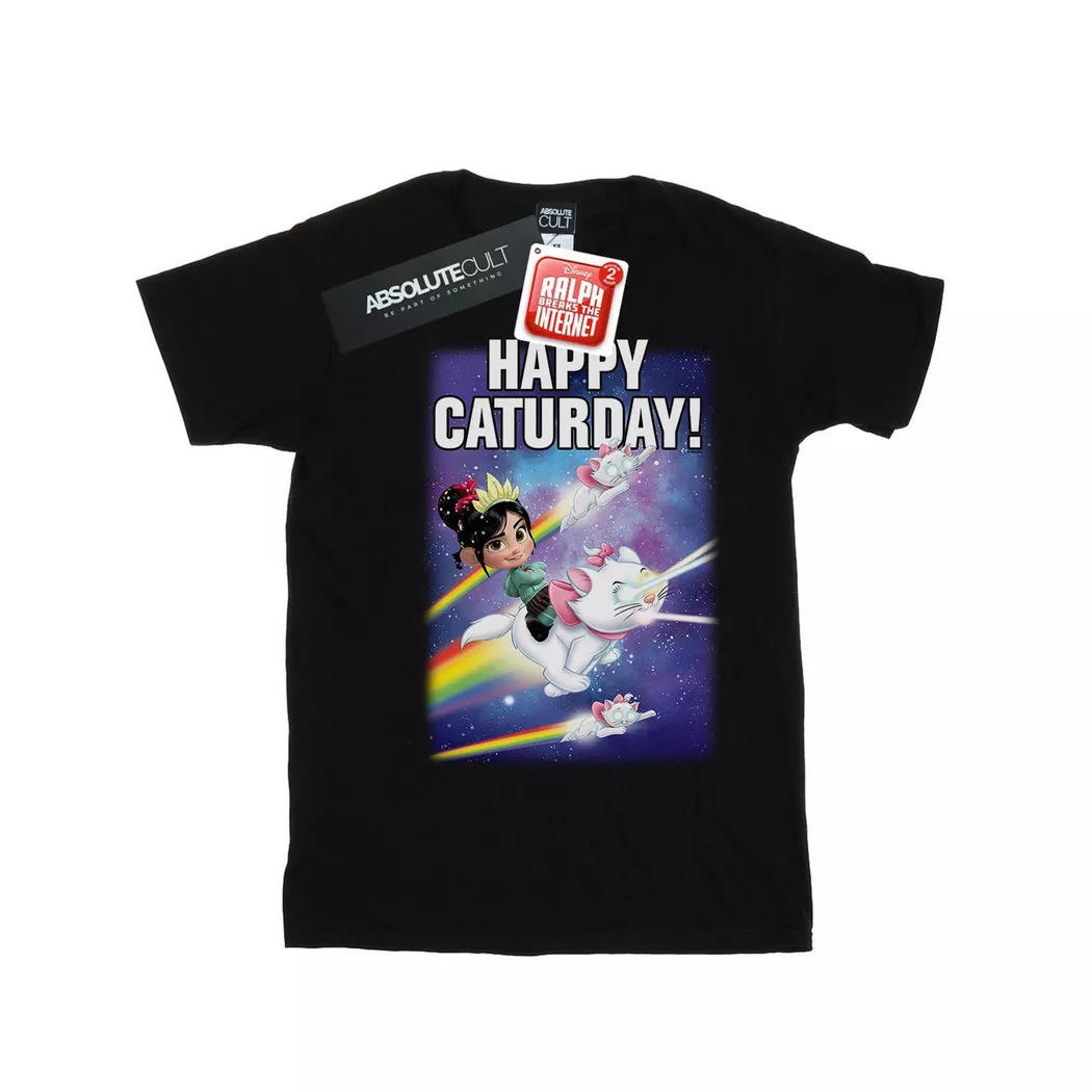 Disney - Wreck It Ralph Happy Caturday TShirt, für Damen, Schwarz, Größe XL