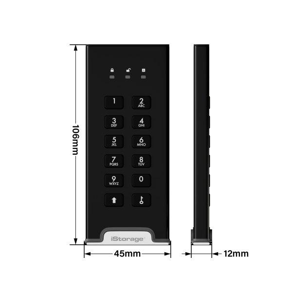 iStorage  DiskAshur M2 PIN 240 Go USB Type-A / USB Type-C 3.2 Gen 1 (3.1 Gen 1) Noir 