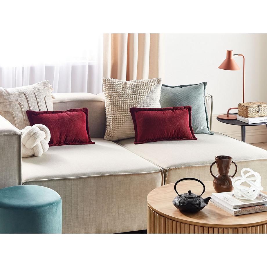 Beliani Lot de 2 coussins décoratifs en Velours côtelé  ZINNIA  