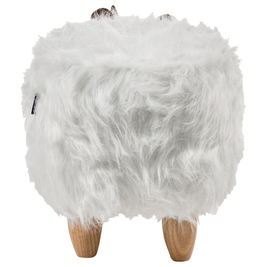 Beliani Tabouret animal en Fourrure synthétique  WOOLLY  