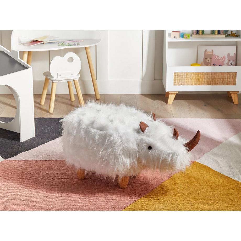 Beliani Tabouret animal en Fourrure synthétique  WOOLLY  