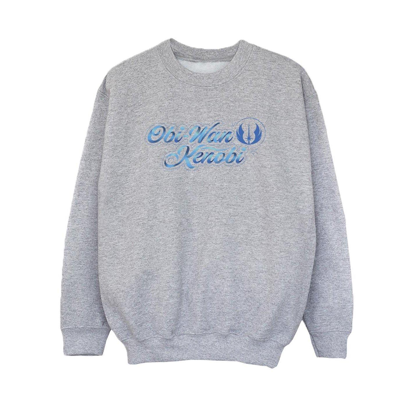 Image of Obiwan Kenobi Ribbon Font Sweatshirt Jungen Grau 140/146