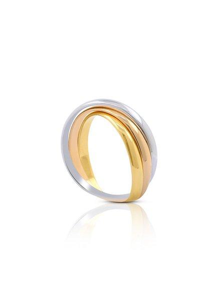 Image of Ring Tricolor Weiss-/gelb-/rotgold 750 Damen Gold 51