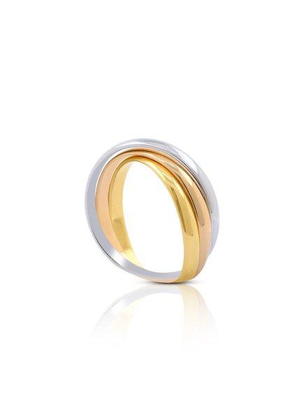 MUAU Schmuck  ring Tricolor Weiss-/Gelb-/Rotgold 750 