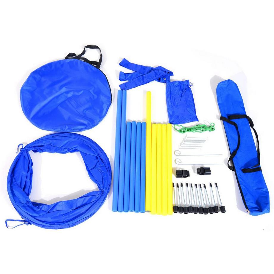 Pawise  Agility-Set (Tunnel, Slalom-Stangen, Hürde + Boxband) 