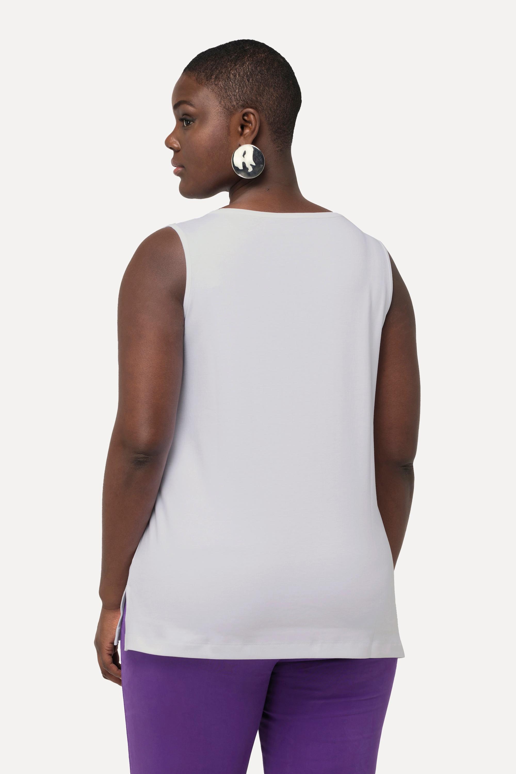 Ulla Popken Pima Cotton A-Linie Rundhals Ärmelloses Top  