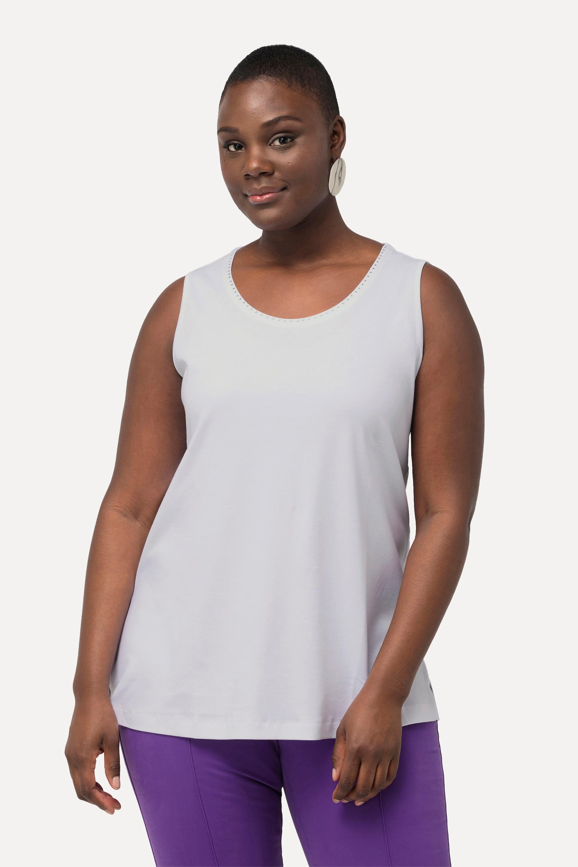 Ulla Popken  Pima Cotton-Top, A-Linie, Rundhals, ärmellos 