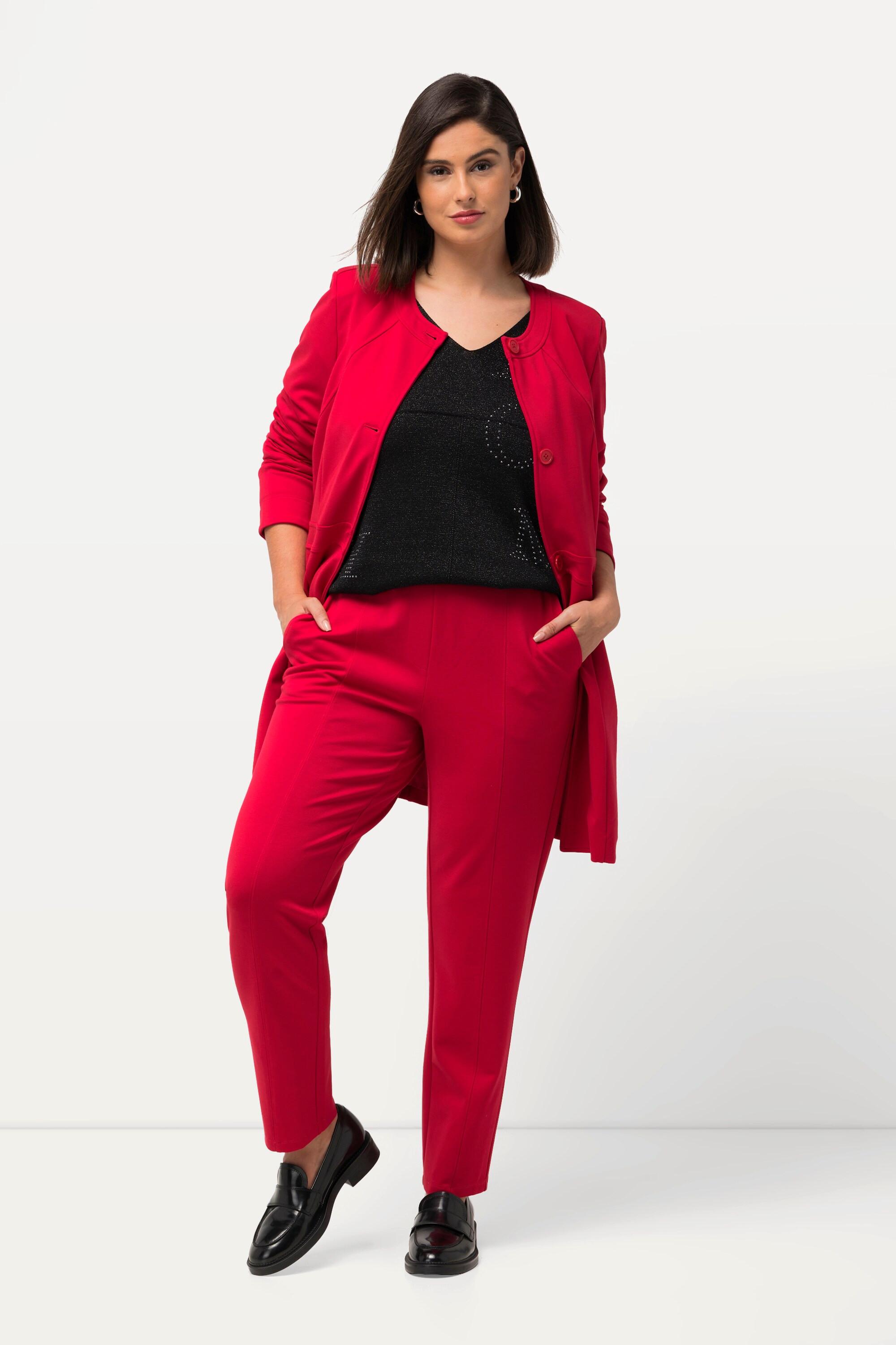 Ulla Popken  Pantalon en jersey, avec plis. Jambe carotte et taille élastique. 