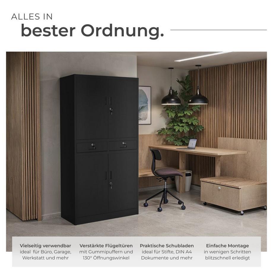 Tectake Armoire de classement en métal COSMO en acier lâqué époxy  