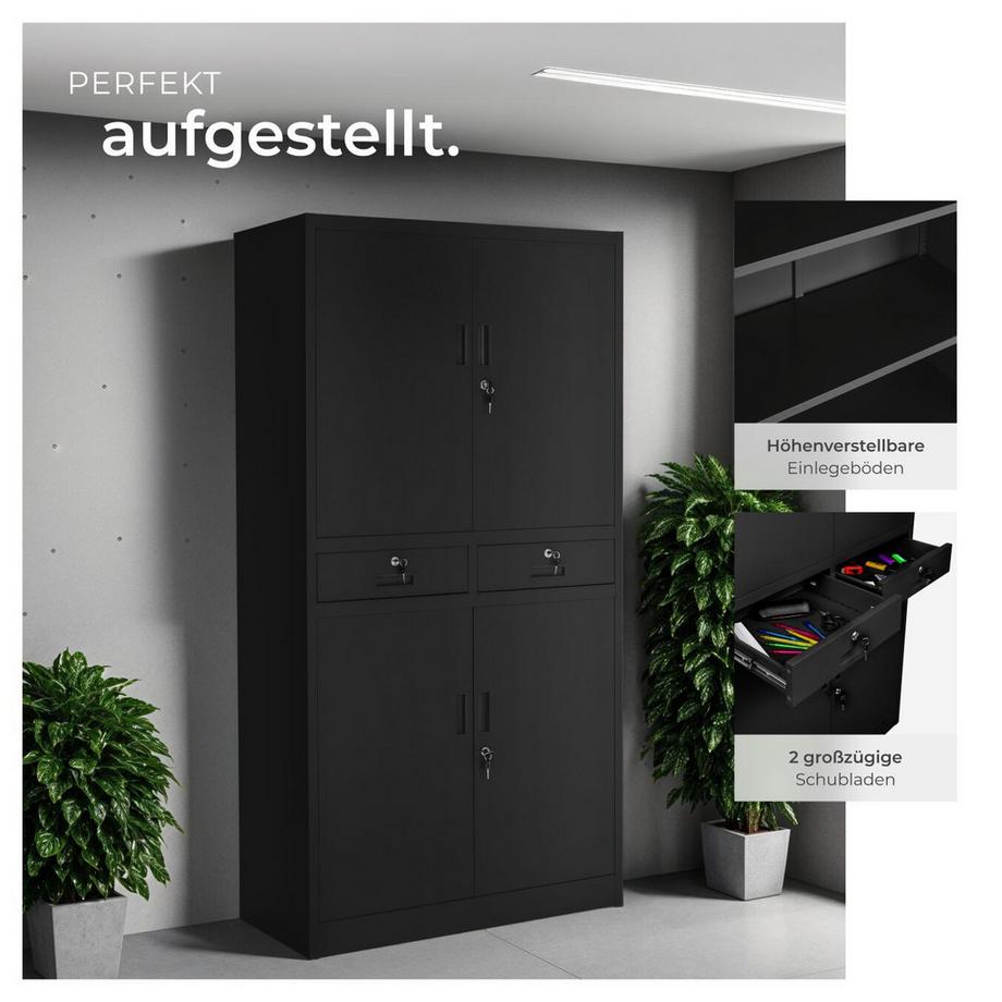 Tectake Armoire de classement en métal COSMO en acier lâqué époxy  