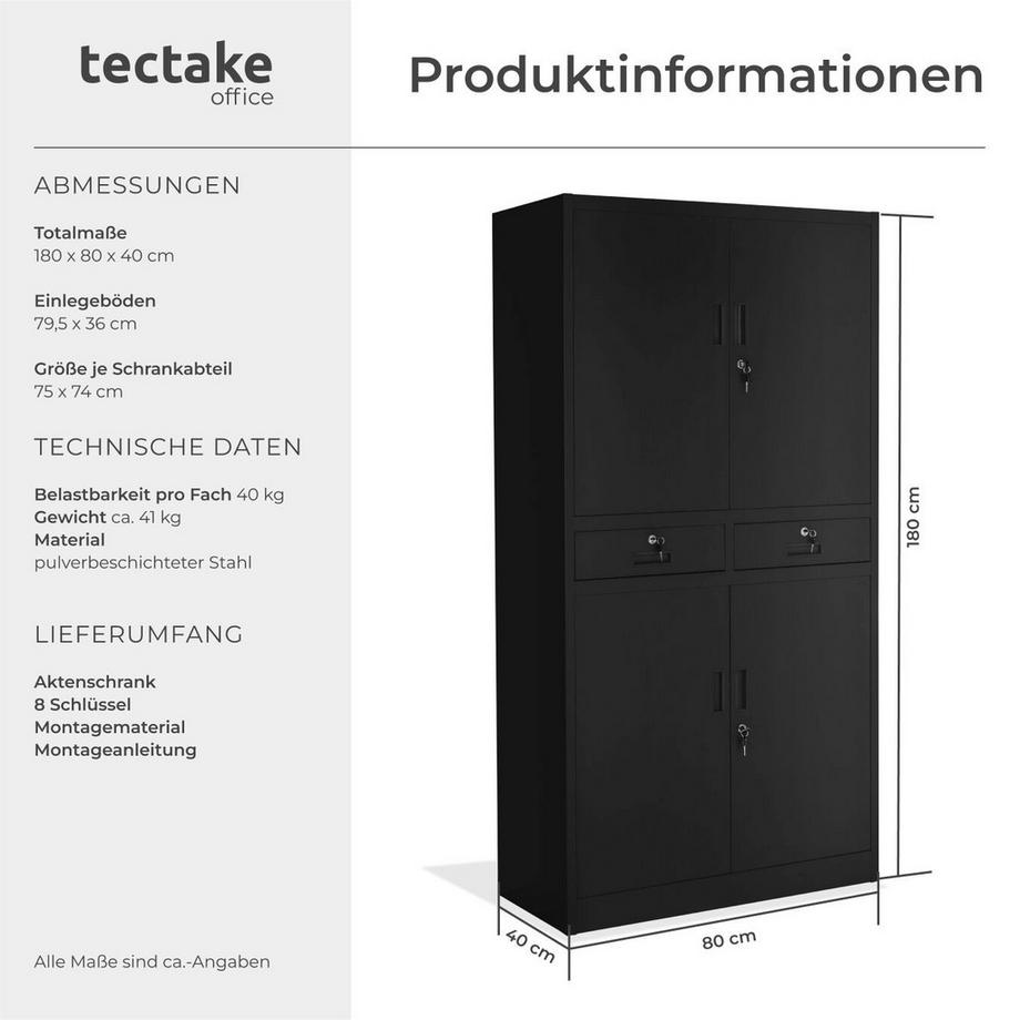 Tectake Armoire de classement en métal COSMO en acier lâqué époxy  