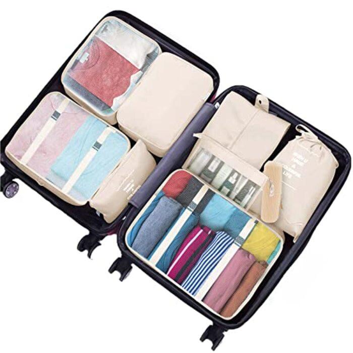 Only-bags.store  Cubes de rangement pour valises, 9 pièces Organisateur de bagages pour sac à dos 