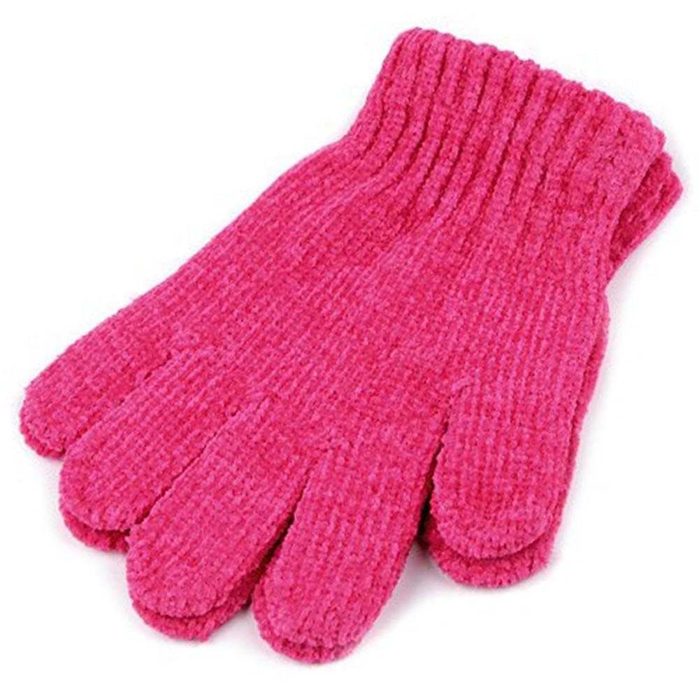 Image of Chenille-handschuhe Für Kinder Mädchen Rosa ONE SIZE