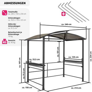 Tectake Abri pour barbecue Asado 2,4x1,5x2,34m  