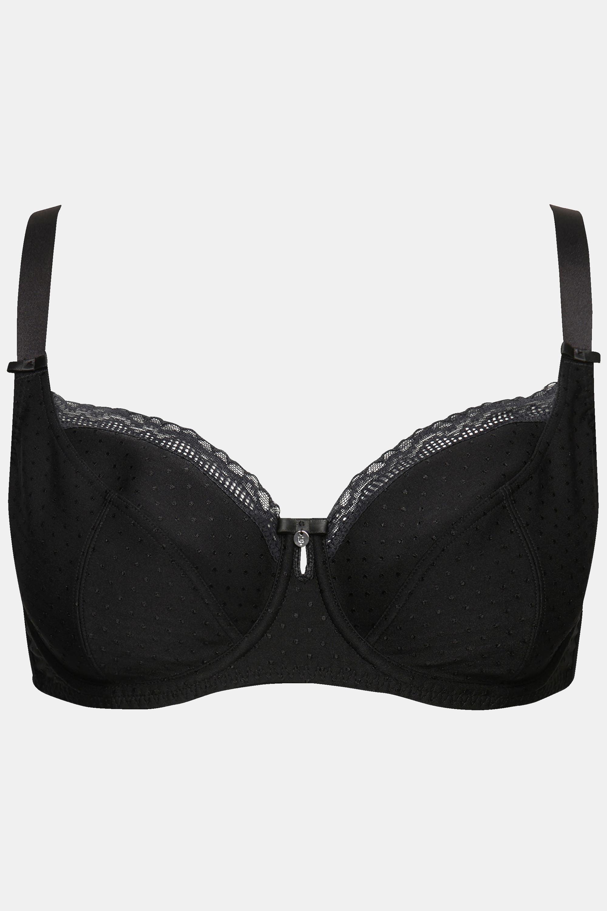 Ulla Popken  Reggiseno con ferretto, jacquard, pizzo, nappa e coppa C-F 