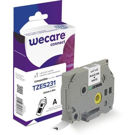 wecare  WECARE Band, laminiert schwarz/weiss TZeS231WE ersetzt Ptouch Tze-S231 12mm 