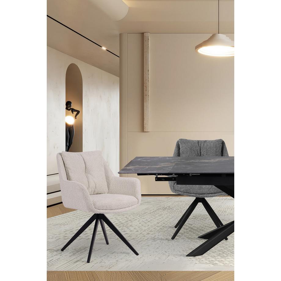 mutoni Chaise avec accoudoirs Velvora gris  
