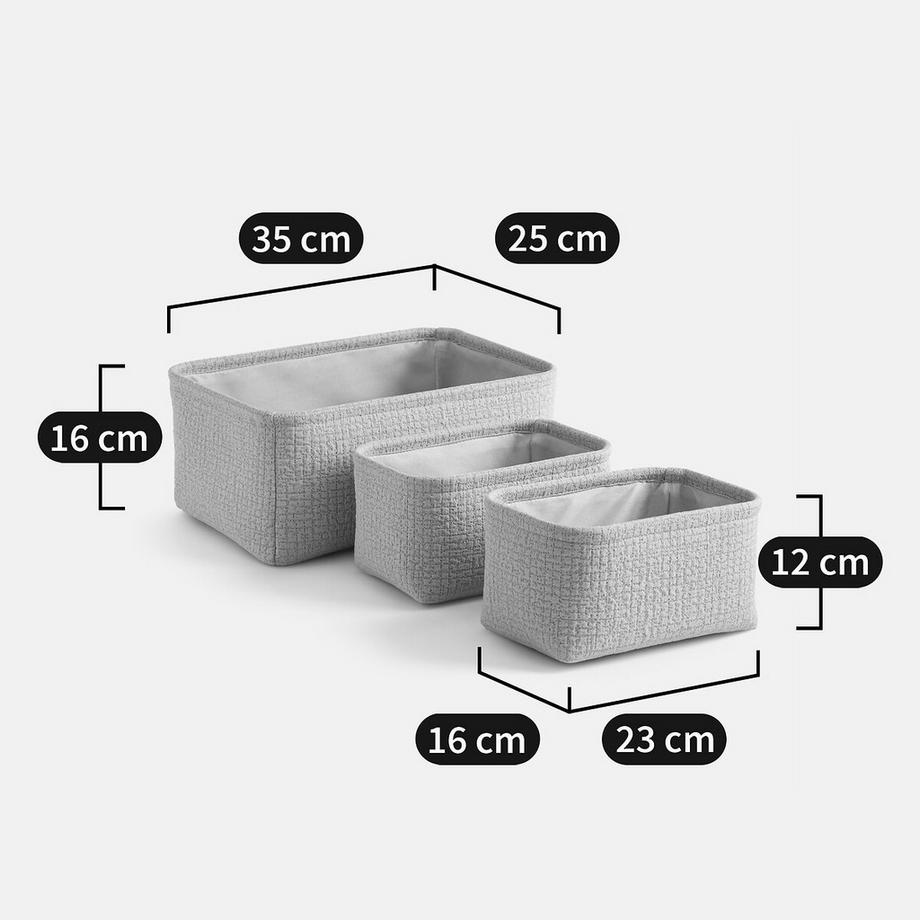 La Redoute Intérieurs Lot de 3 paniers en tissu gaufré  
