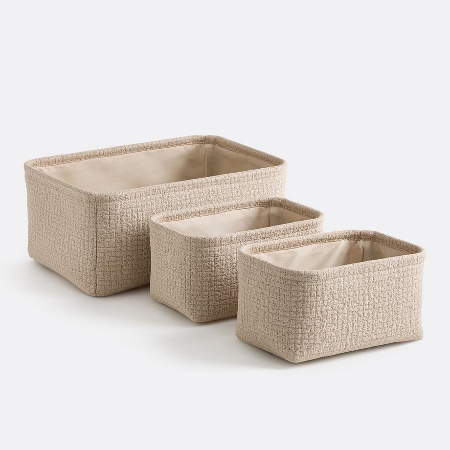 La Redoute Intérieurs Lot de 3 paniers en tissu gaufré  