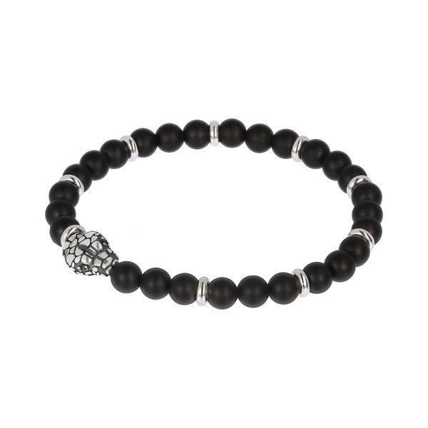 Image of Elastisches Armband Mit Steinen Und Schlangenkopf Damen Schwarz ONE SIZE