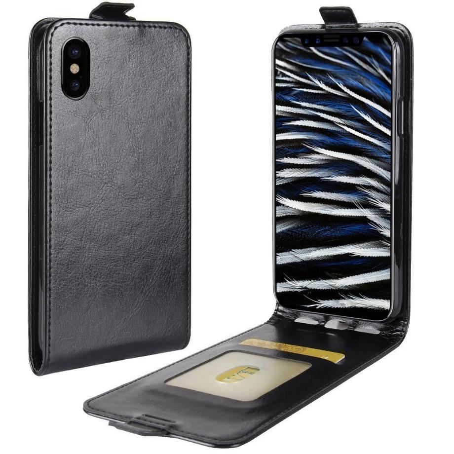 Cover-Discount  iPhone Xs / X - Leder Flip Case Mit Fotofach Vertikal 