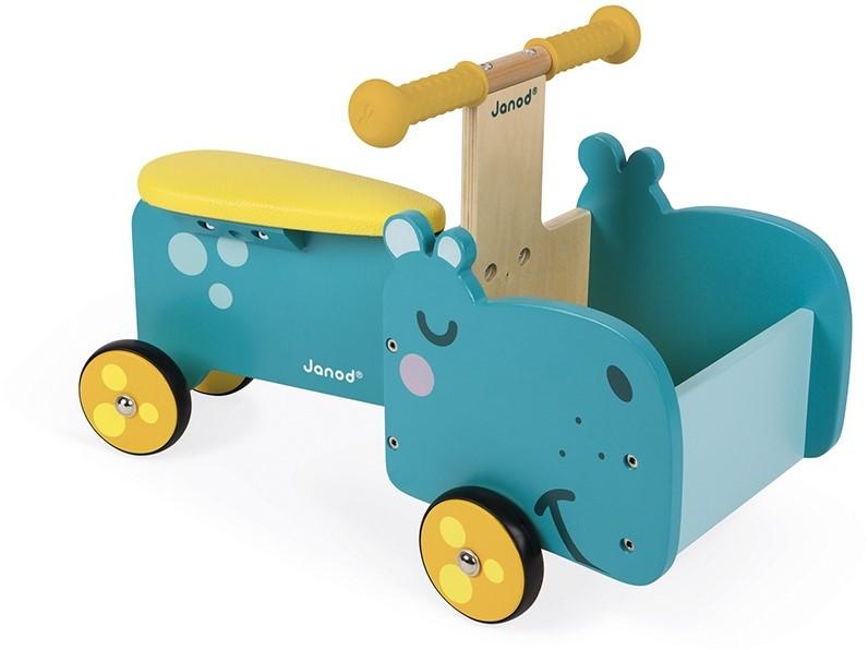 Image of J08003 Nilpferd-reittier Aus Holz Für Kinder, Ergonomische Griffe Und Leise Räder, Staufach, Gleichgewicht Lernen, Für Kinder Ab 1 Jahr, Und Gelb Unisex Gelb Bunt ONE SIZE