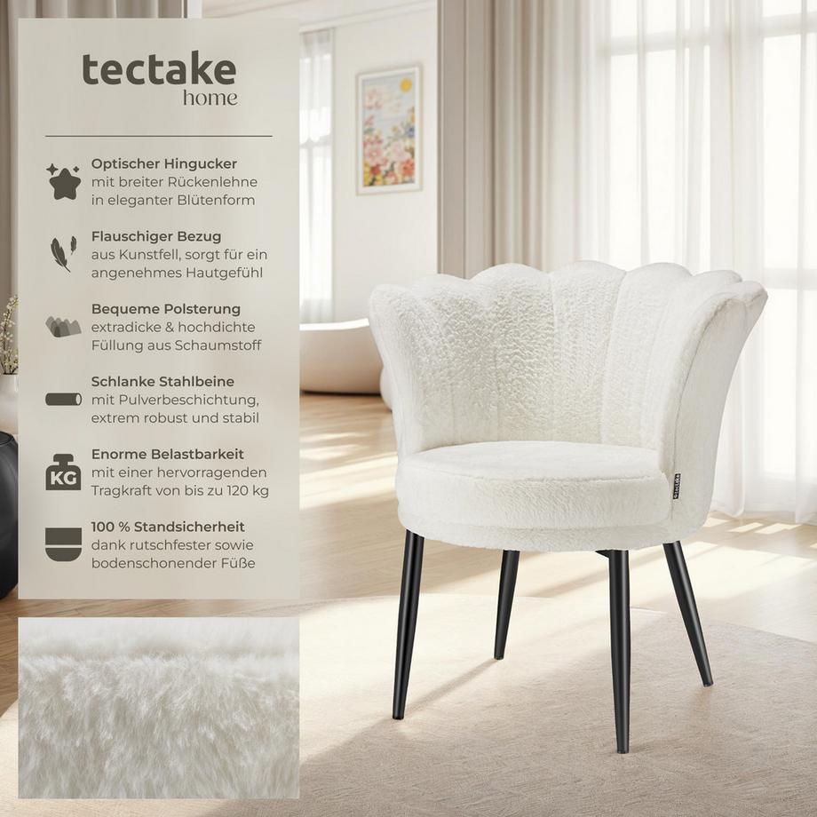 Tectake Fauteuil STELLA dossier en forme de fleur  