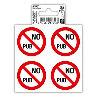 Exacompta Panneau PVC adhésif antidérapant No pub (4x) 10 cm  