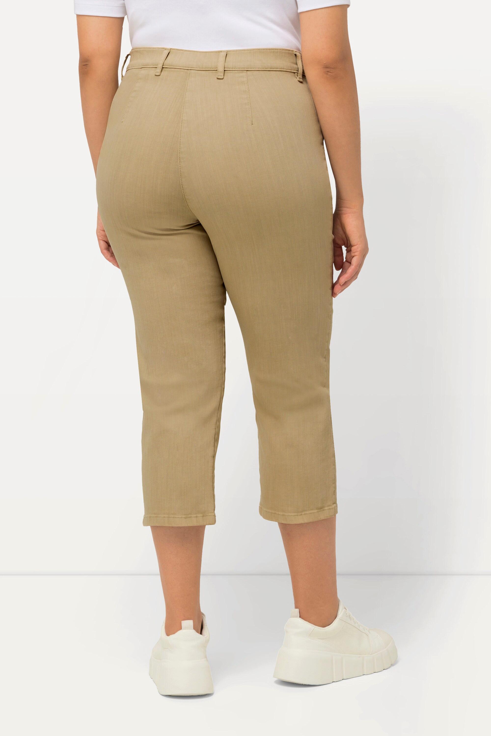 Ulla Popken  Pantaloni a 7/8 modello Mony in comodo tessuto elasticizzato con tasche con zip 