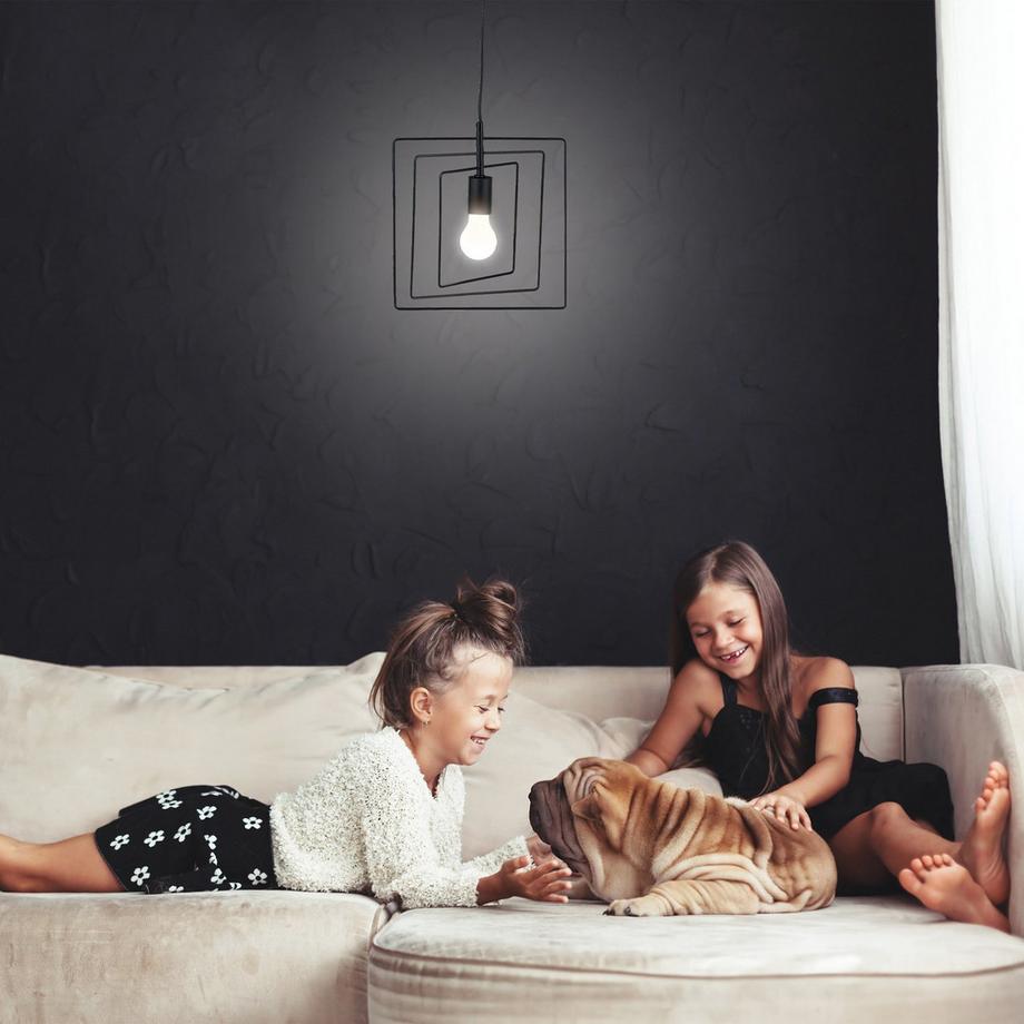 B2X Lampada a sospensione quadrata nera  