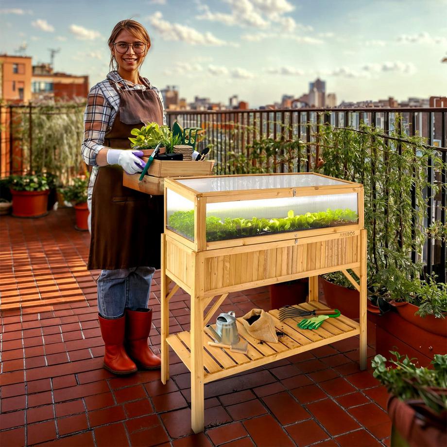 Arebos Letto rialzato con telaio freddo Attacco per fioriera  