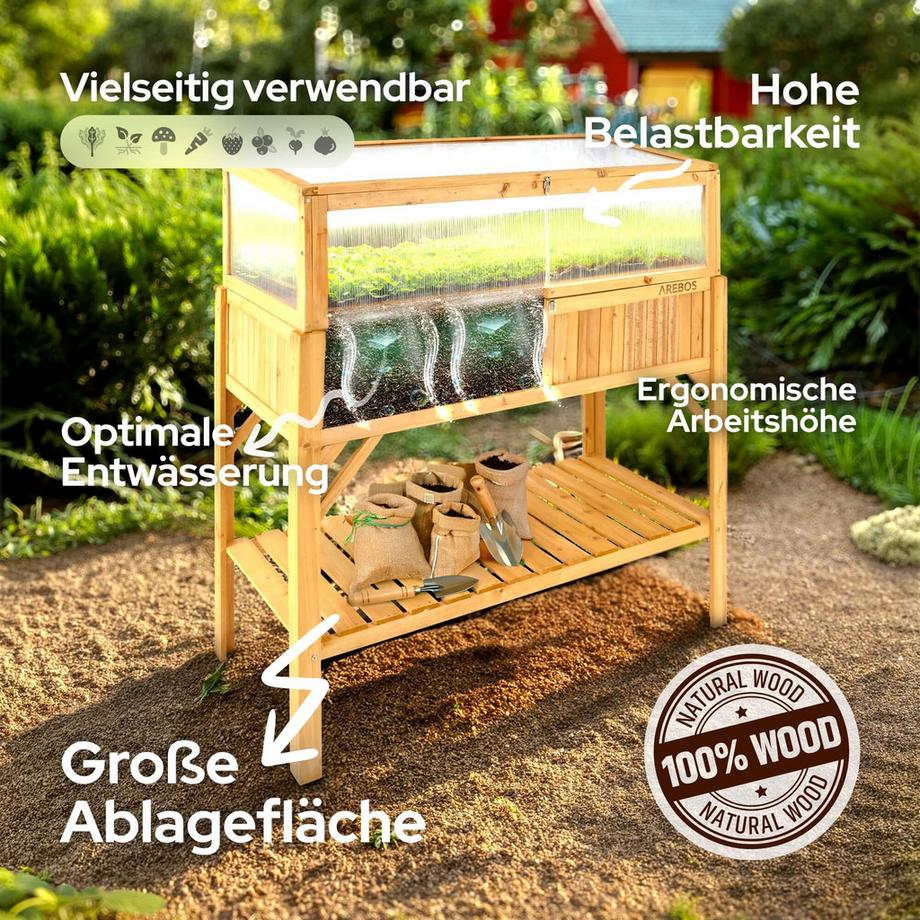 Arebos Letto rialzato con telaio freddo Attacco per fioriera  