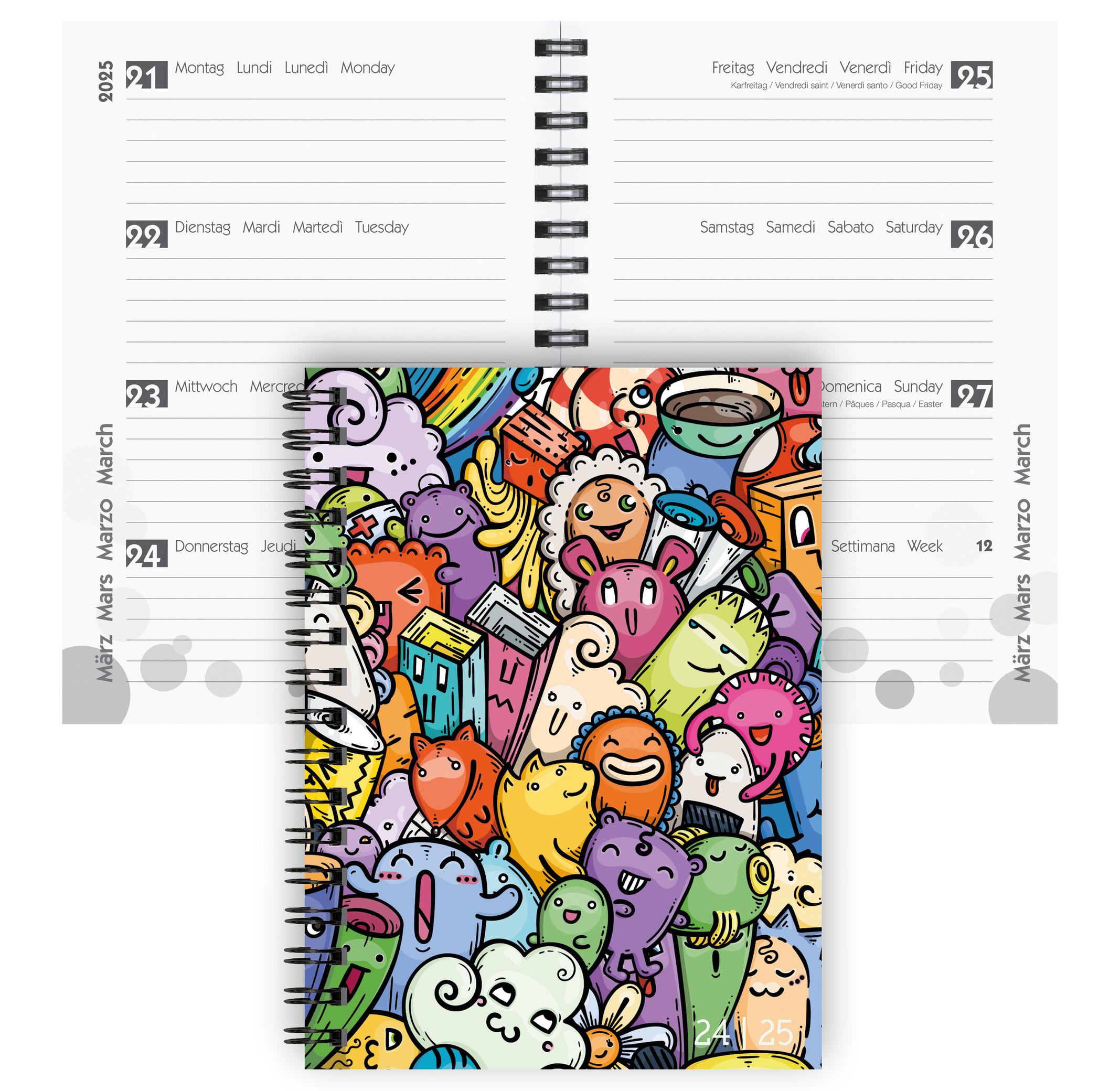 Biella Agenda scolaire mydiary Wire-O 3½ jours par page, Comic  